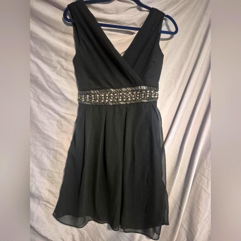 Spy Zone ExchangeElegant Black Sleeveless Dress with Beaded Waist small Nwt